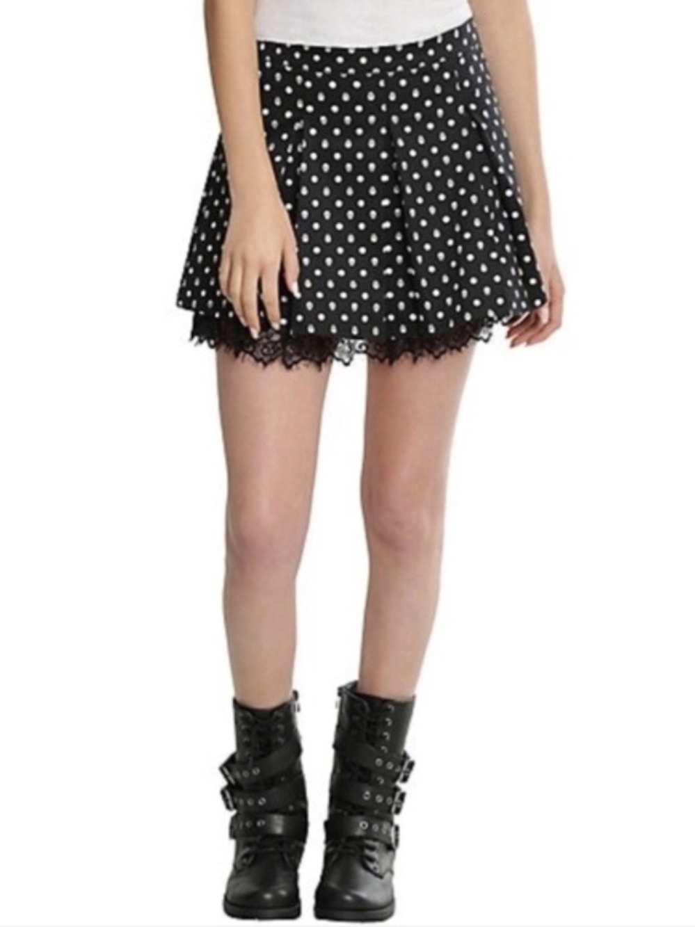 Hot Topic Skull And Polka Dot Skirt Sz S Y2K Femme Goth Festival Fit & Flare